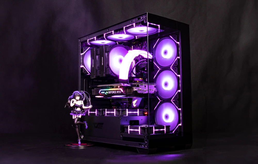 Darkflash DS900 kompiuterio dėklas + 7 ARGB ventiliatoriai - juodas aprašymas - Prekės nuotrauka Darkflash DS900 kompiuterio dėklas + 7 ARGB ventiliatoriai - juodas aprašymas - Prekės nuotrauka