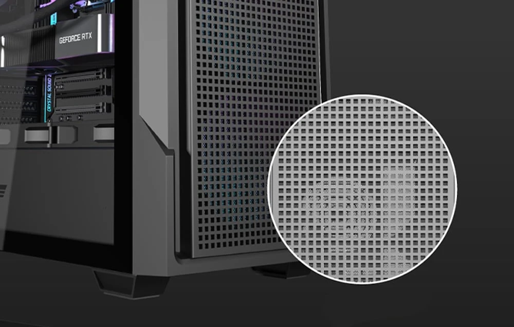 „Darkflash DS900 Mesh“ kompiuterio korpusas be ventiliatorių (baltas) aprašymas - Prekės nuotrauka