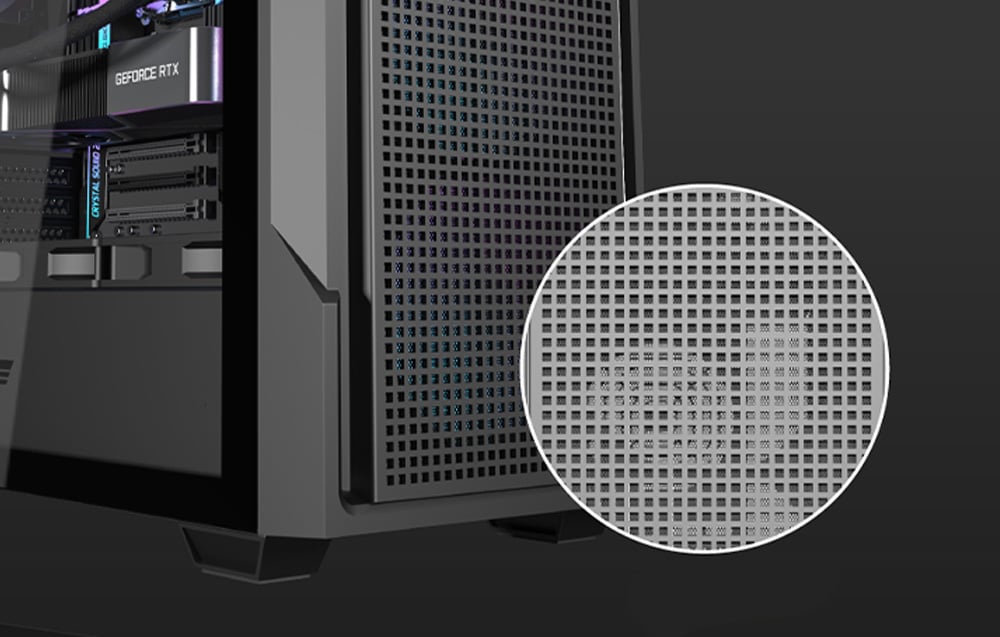 „Darkflash DS900 Mesh“ kompiuterio korpusas be ventiliatorių (juodas) aprašymas - Prekės nuotrauka