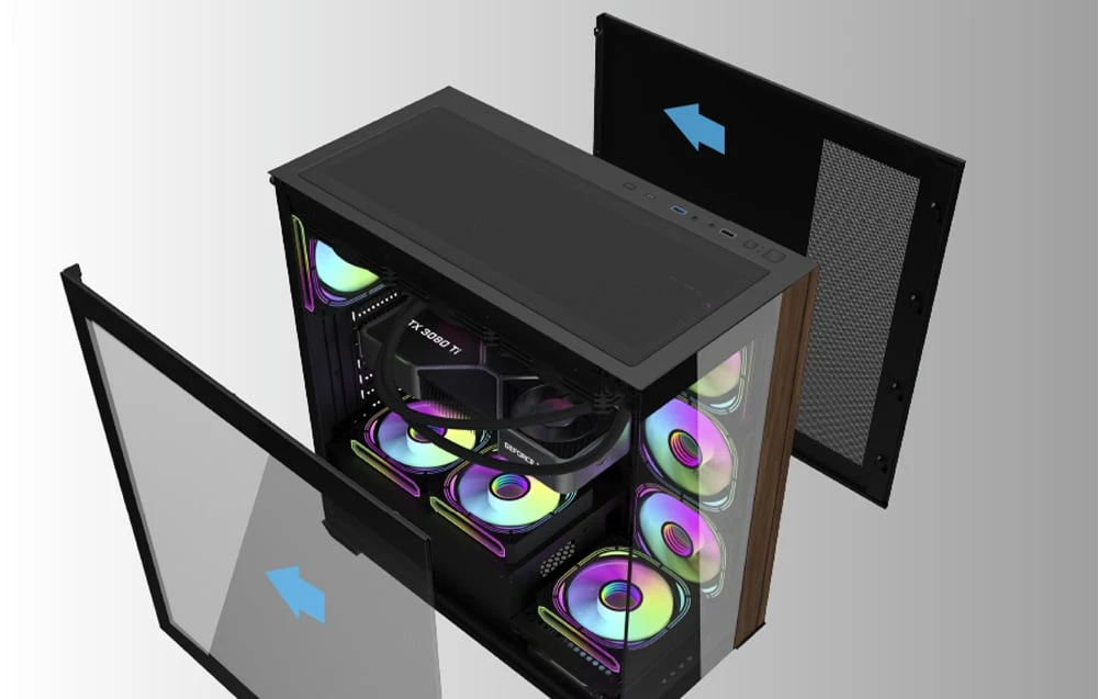 „Darkflash DS900W“ kompiuterio korpusas be ventiliatorių (juodas) aprašymas - Prekės nuotrauka
