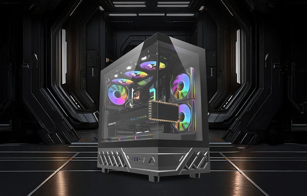 DarkFlash DS950 computer case (juodas) + 6 fans aprašymas - Prekės nuotrauka