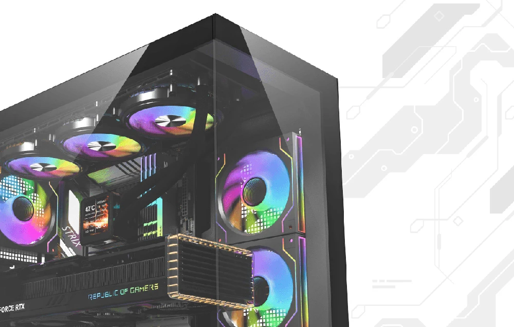 DarkFlash DS950 computer case (juodas) + 6 fans aprašymas - Prekės nuotrauka