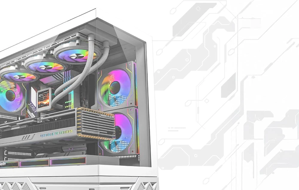 DarkFlash DS950 computer case (baltas) + 6 fans aprašymas - Prekės nuotrauka