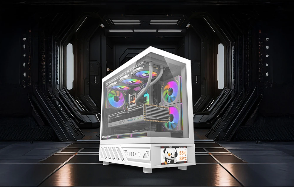 DarkFlash DS950V computer case with display (baltas) + 6 fans aprašymas - Prekės nuotrauka