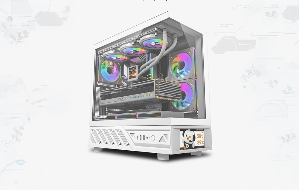 DarkFlash DS950V computer case with display (baltas) + 6 fans aprašymas - Prekės nuotrauka
