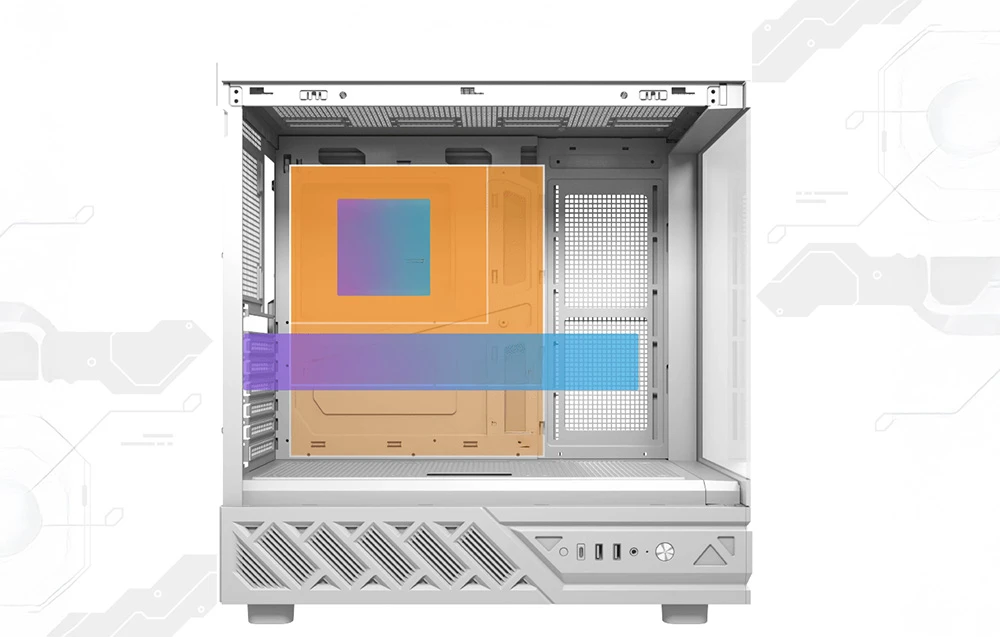 DarkFlash DS950V computer case with display (baltas) + 6 fans aprašymas - Prekės nuotrauka