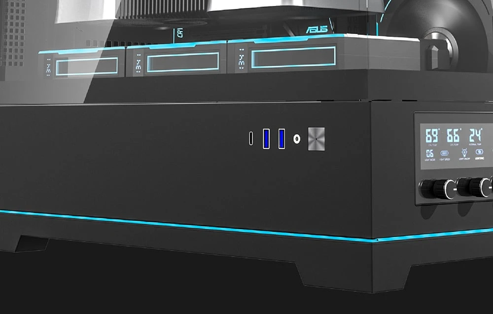 Darkflash DY450 PRO kompiuterio dėklas + ventiliatorius (juodas) aprašymas - Prekės nuotrauka