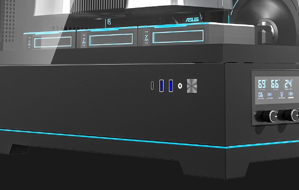 Darkflash DY451 PRO kompiuterio dėklas su ventiliatoriumi (juodas) aprašymas - Prekės nuotrauka Darkflash DY451 PRO kompiuterio dėklas su ventiliatoriumi (juodas) aprašymas - Prekės nuotrauka