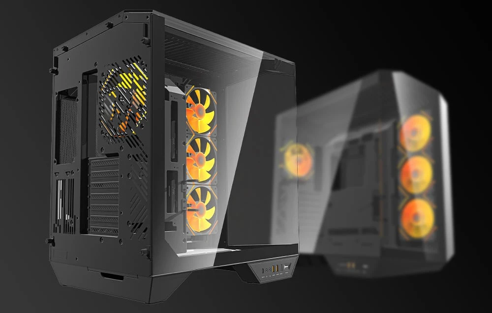 Darkflash DY470 kompiuterio korpusas juodos spalvos + 4 fans + GPU bracket aprašymas - Prekės nuotrauka