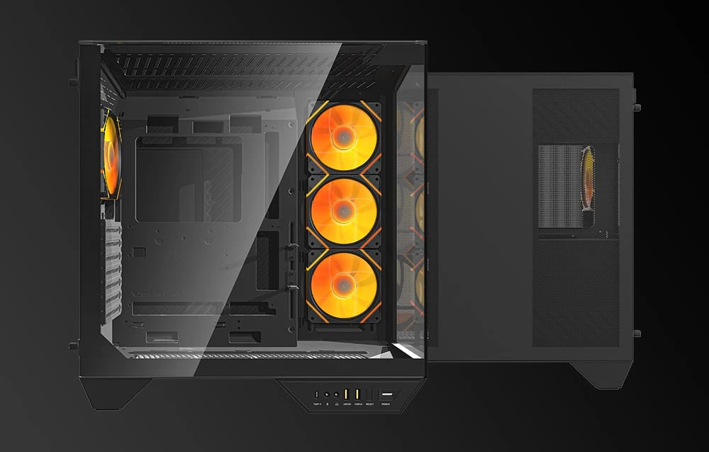 Darkflash DY470 kompiuterio korpusas juodos spalvos + 4 fans + GPU bracket aprašymas - Prekės nuotrauka
