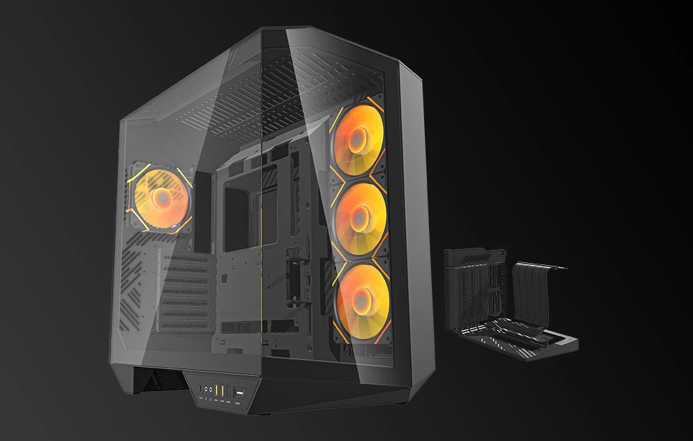 Darkflash DY470 kompiuterio korpusas juodos spalvos + 4 fans + GPU bracket aprašymas - Prekės nuotrauka