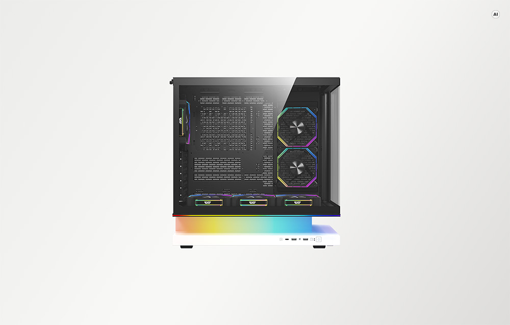 DarkFlash F1 ATX Computer Case + 6 Fans (Baltas) aprašymas - Prekės nuotrauka