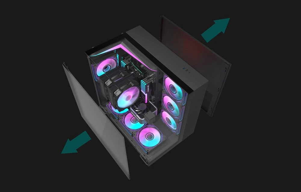 Darkflash TH285 kompiuterio dėklas, 4 ventiliatoriai (juodas) aprašymas - Prekės nuotrauka Darkflash TH285 kompiuterio dėklas, 4 ventiliatoriai (juodas) aprašymas - Prekės nuotrauka