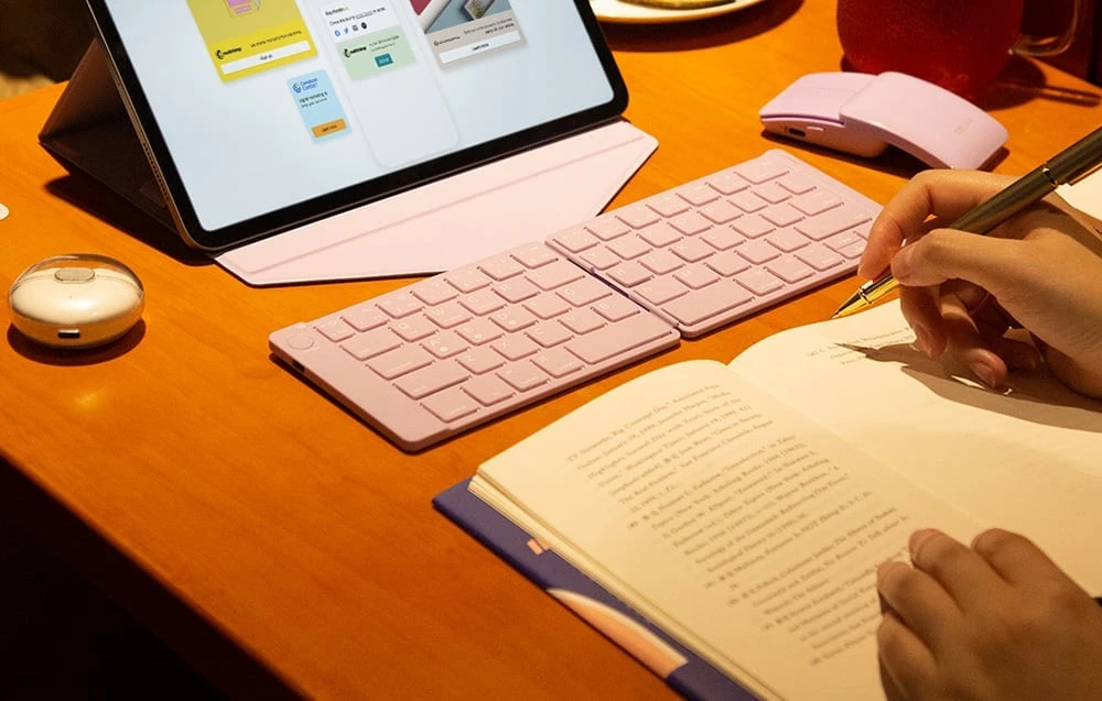 Nustatyti belaidę sulankstomą klaviatūrą Delux KF10 ir pelę MF10PRO aprašymas - Prekės nuotrauka Nustatyti belaidę sulankstomą klaviatūrą Delux KF10 ir pelę MF10PRO aprašymas - Prekės nuotrauka