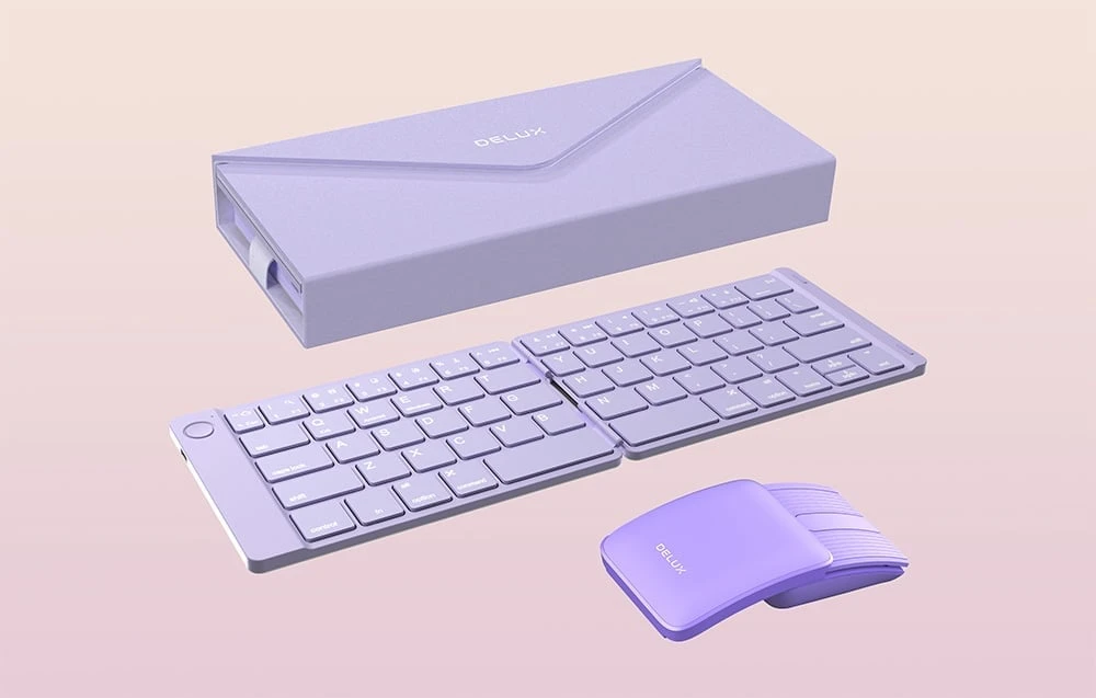 Nustatyti belaidę sulankstomą klaviatūrą Delux KF10 ir pelę MF10PRO aprašymas - Prekės nuotrauka Nustatyti belaidę sulankstomą klaviatūrą Delux KF10 ir pelę MF10PRO aprašymas - Prekės nuotrauka
