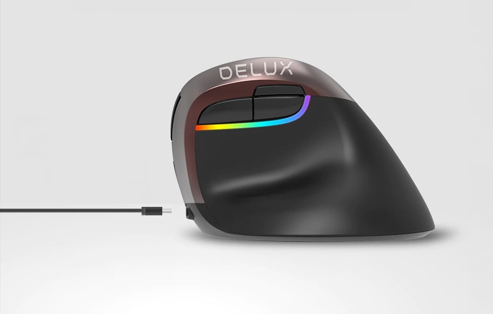 Delux M618Mini Gold Ergonomic Pelė (USB / Bluetooth / 2.4G) aprašymas - Prekės nuotrauka