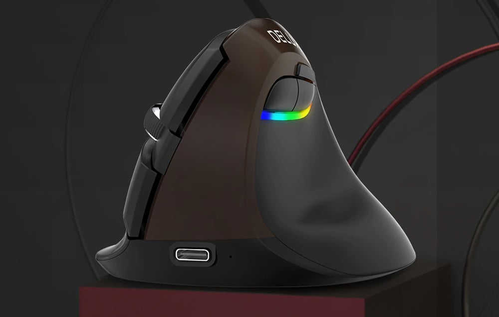 Delux M618Mini Gold Ergonomic Pelė (USB / Bluetooth / 2.4G) aprašymas - Prekės nuotrauka