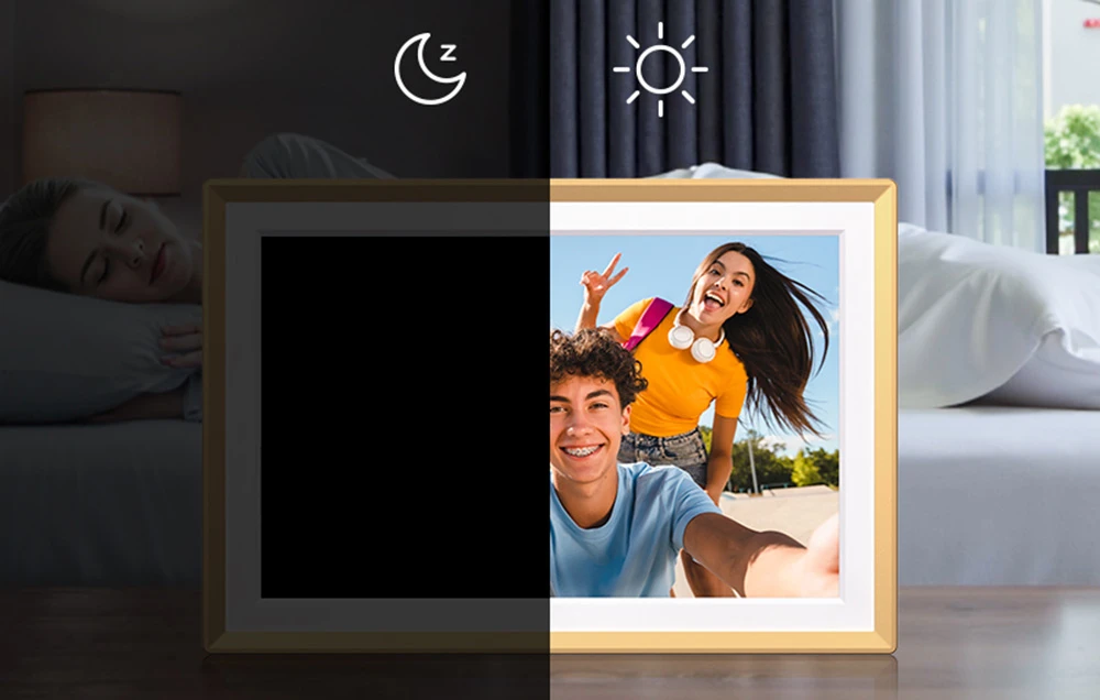 Nuotraukų rėmelis Digital photo frame Arzopa D14 Golden (auksinis) aprašymas - Prekės nuotrauka Nuotraukų rėmelis Digital photo frame Arzopa D14 Golden (auksinis) aprašymas - Prekės nuotrauka