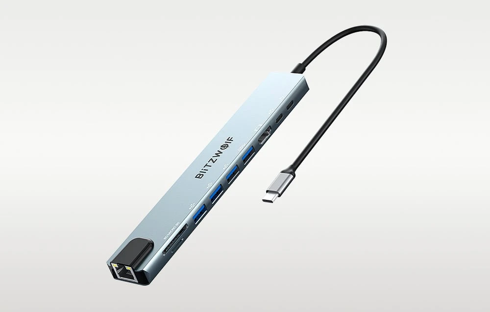 Prijungimo stotis Blitzwolf BW-TH5 10in1 USB-C (sidabrinė) aprašymas - Prekės nuotrauka Prijungimo stotis Blitzwolf BW-TH5 10in1 USB-C (sidabrinė) aprašymas - Prekės nuotrauka