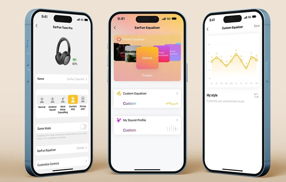 Ausinės Earfun Tune Pro Juodas aprašymas - Prekės nuotrauka