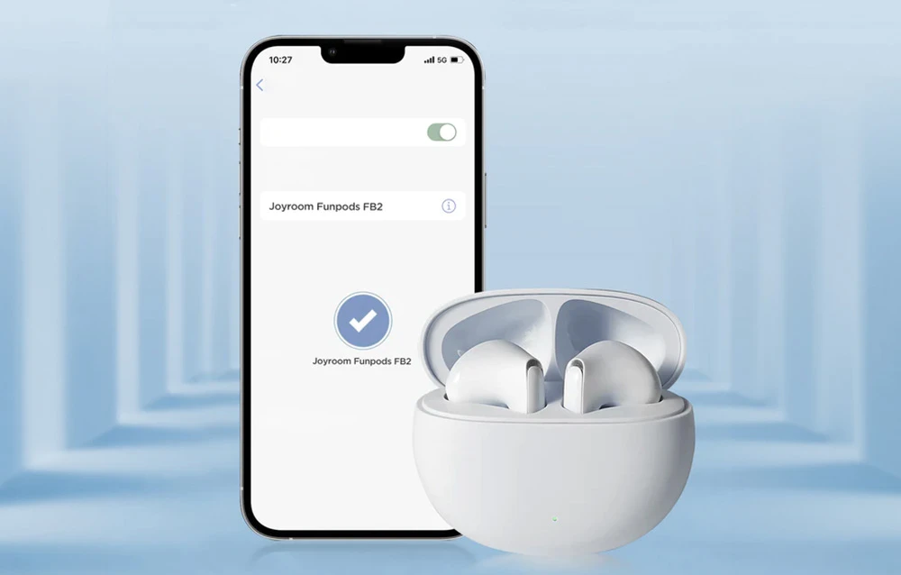 Ausinės Joyroom Funpods JR-FB2 Belaidės (mėlyna) aprašymas - Prekės nuotrauka Ausinės Joyroom Funpods JR-FB2 Belaidės (mėlyna) aprašymas - Prekės nuotrauka