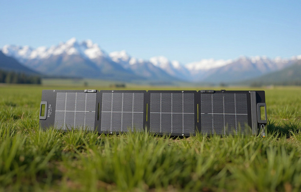 Sulankstomas saulės energijos modulis - EcoFlow 110W Bifacial Saulės Plokštė Su Reguliuojamu Stovu - Juoda aprašymas - Prekės nuotrauka