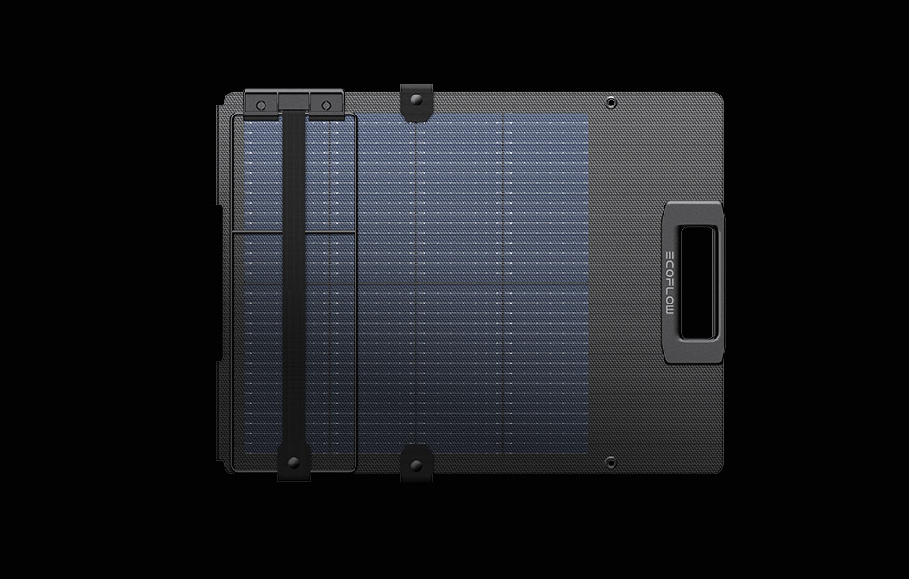 Sulankstomas saulės energijos modulis - EcoFlow 110W Bifacial Saulės Plokštė Su Reguliuojamu Stovu - Juoda aprašymas - Prekės nuotrauka
