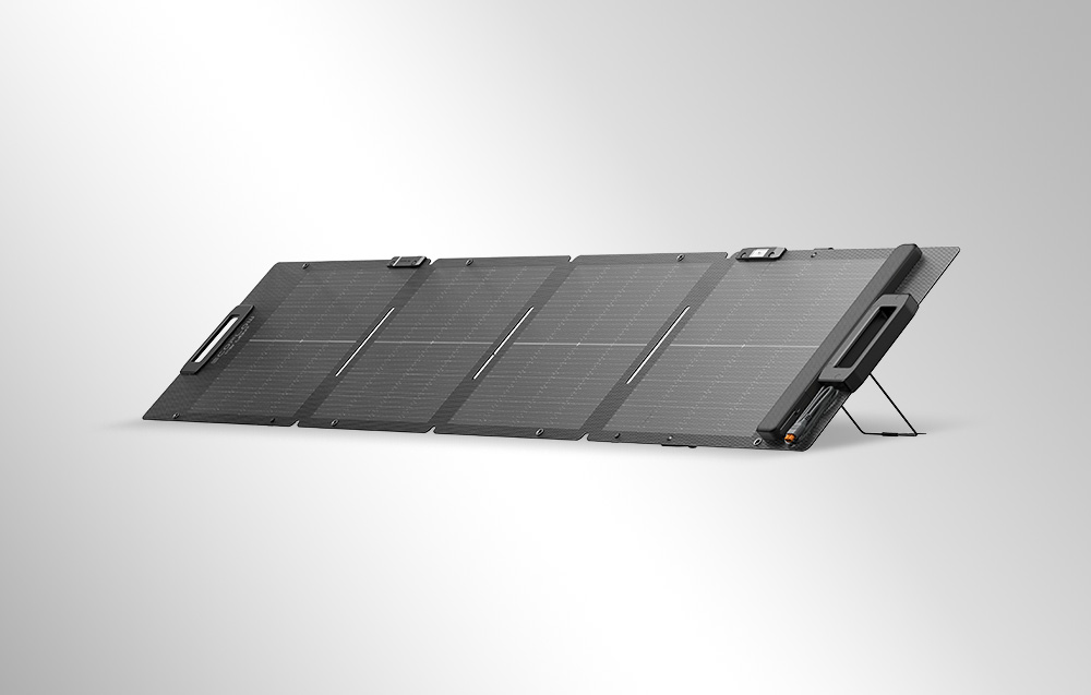 Sulankstomas saulės energijos modulis - EcoFlow 110W Bifacial Saulės Plokštė Su Reguliuojamu Stovu - Juoda aprašymas - Prekės nuotrauka