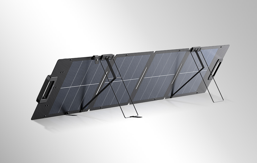 Sulankstomas saulės energijos modulis - EcoFlow 110W Bifacial Saulės Plokštė Su Reguliuojamu Stovu - Juoda aprašymas - Prekės nuotrauka