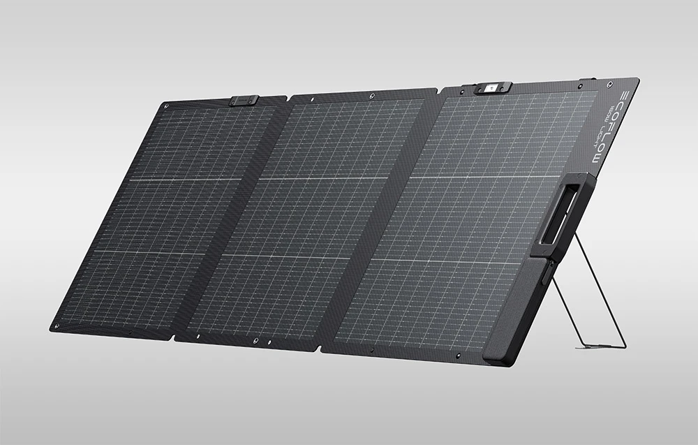 Nešiojamas Saulės Skydas - EcoFlow 160W Dviejų Pusių Dizainas, IP68 Reitingas, -40°C iki 85°C, Juodas aprašymas - Prekės nuotrauka