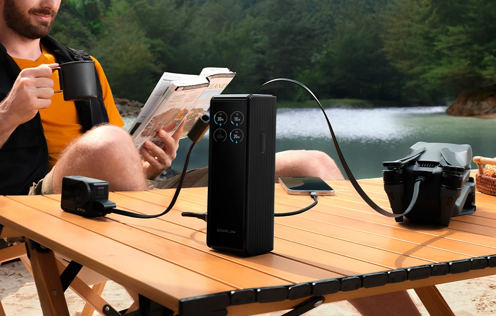 „EcoFlow RAPID“ išorinė baterija 25000 mAh, 170 W (su integruotais 100 W laidais). aprašymas - Prekės nuotrauka „EcoFlow RAPID“ išorinė baterija 25000 mAh, 170 W (su integruotais 100 W laidais). aprašymas - Prekės nuotrauka