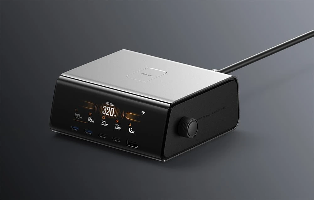 „EcoFlow RAPID Pro“ 320 W įkrovimo stotelė, 4 USB-C, 1 USB-A, GaN aprašymas - Prekės nuotrauka „EcoFlow RAPID Pro“ 320 W įkrovimo stotelė, 4 USB-C, 1 USB-A, GaN aprašymas - Prekės nuotrauka