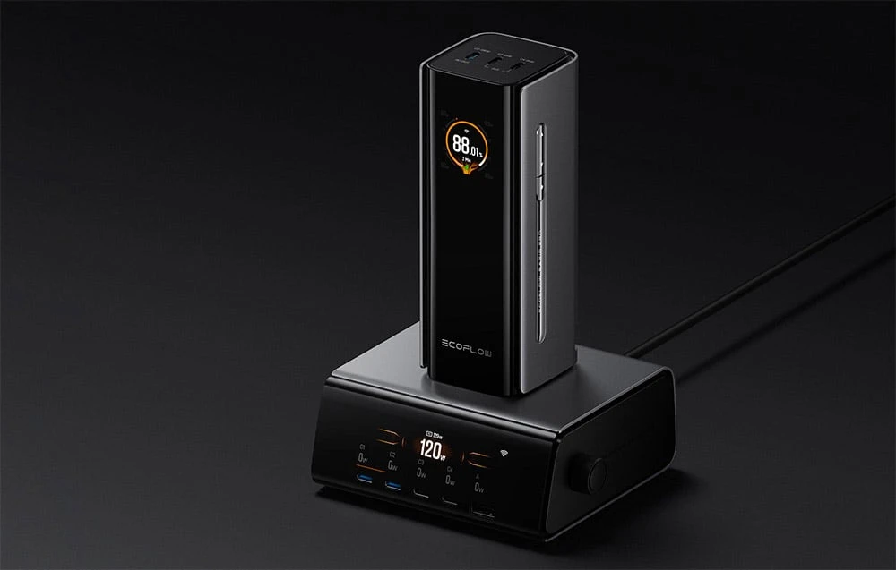„EcoFlow RAPID Pro“ 320 W įkrovimo stotelė, 4 USB-C, 1 USB-A, GaN aprašymas - Prekės nuotrauka „EcoFlow RAPID Pro“ 320 W įkrovimo stotelė, 4 USB-C, 1 USB-A, GaN aprašymas - Prekės nuotrauka