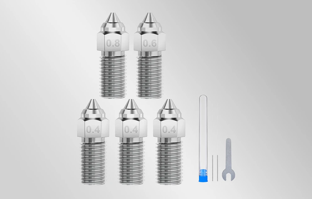 0.4 mm / 0.6 mm / 0.8 mm antgalių rinkinys Elegoo Neptune 4/4 Pro 3D spausdintuvams - grūdinto aprašymas - Prekės nuotrauka