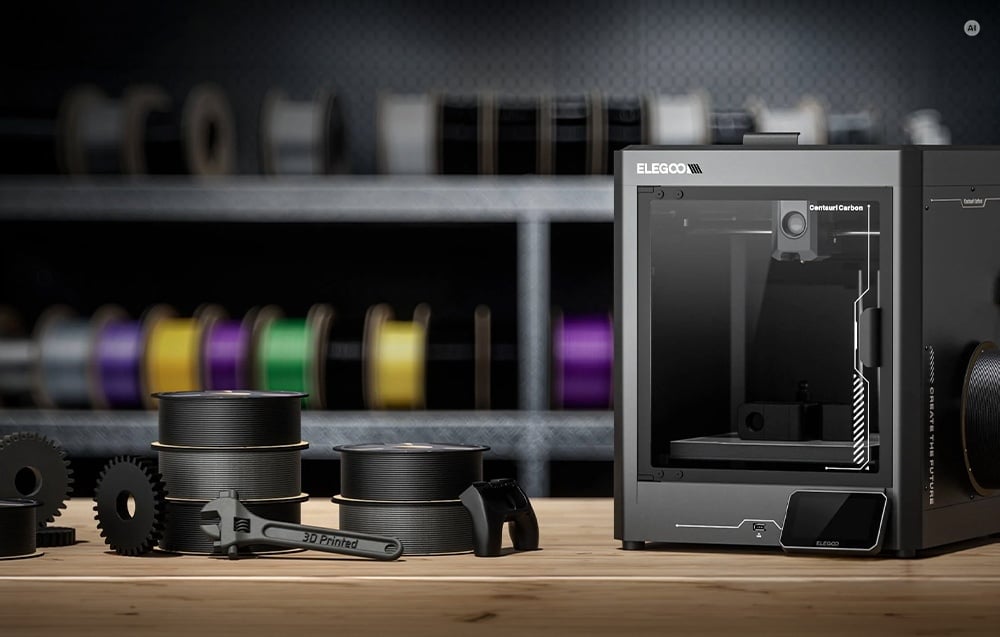 ELEGOO PETG-CF Carbon Fiber Filament (Juodas) 0.5kg aprašymas - Prekės nuotrauka