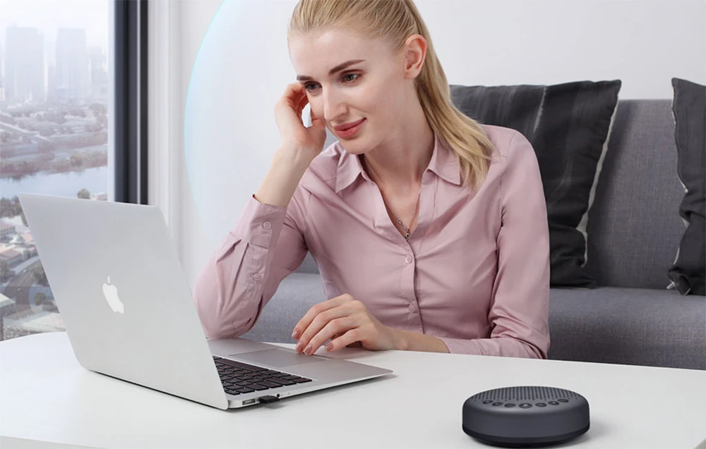 Garso Konferencijų Garsiakalbis - EMEET Luna Bevielis Konferencijų Garsiakalbis 360 Laipsnių Balso Surinkimas, USB, Bluetooth, Juodas aprašymas - Prekės nuotrauka
