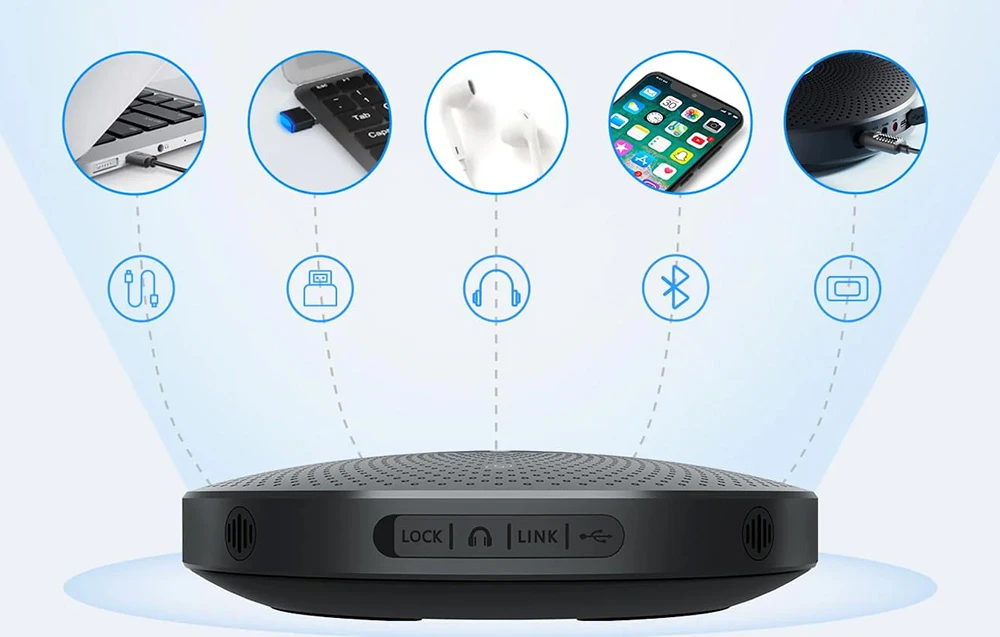 Konferencijų garsiakalbis - Emeet OfficeCore M2 Max (4 mikrofonai, 48 kHz, USB-C, Bluetooth) aprašymas - Prekės nuotrauka