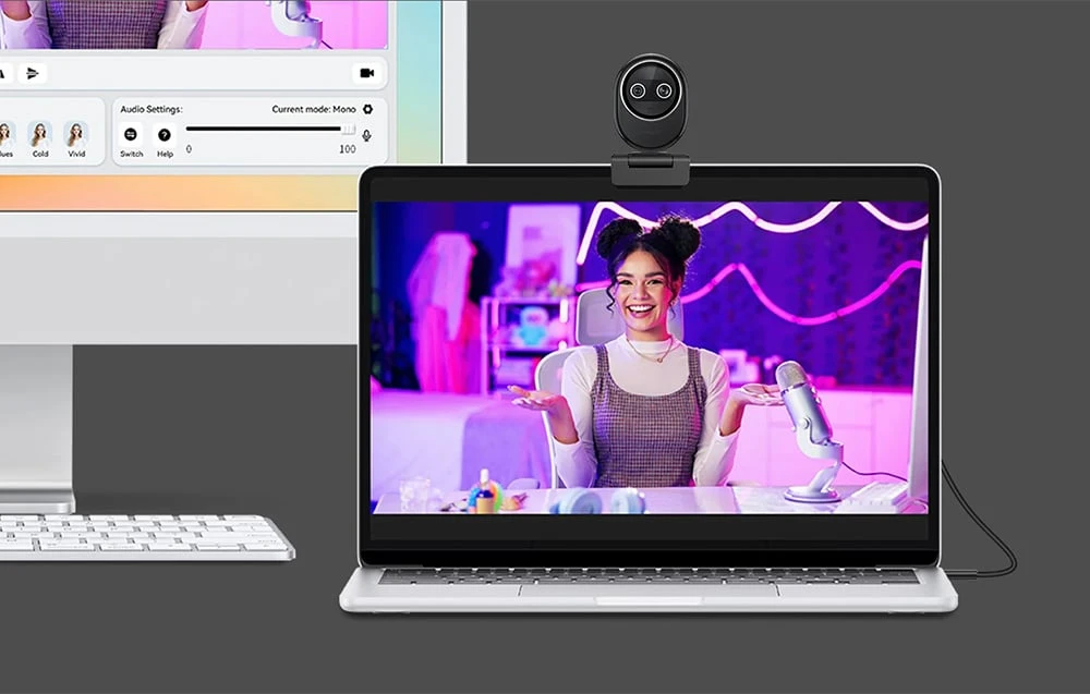 Web kamera - EMEET Piko 4K Dual-Lens AI Autofocus, 3 Mikrofonai, Plug-and-Play, Juoda aprašymas - Prekės nuotrauka