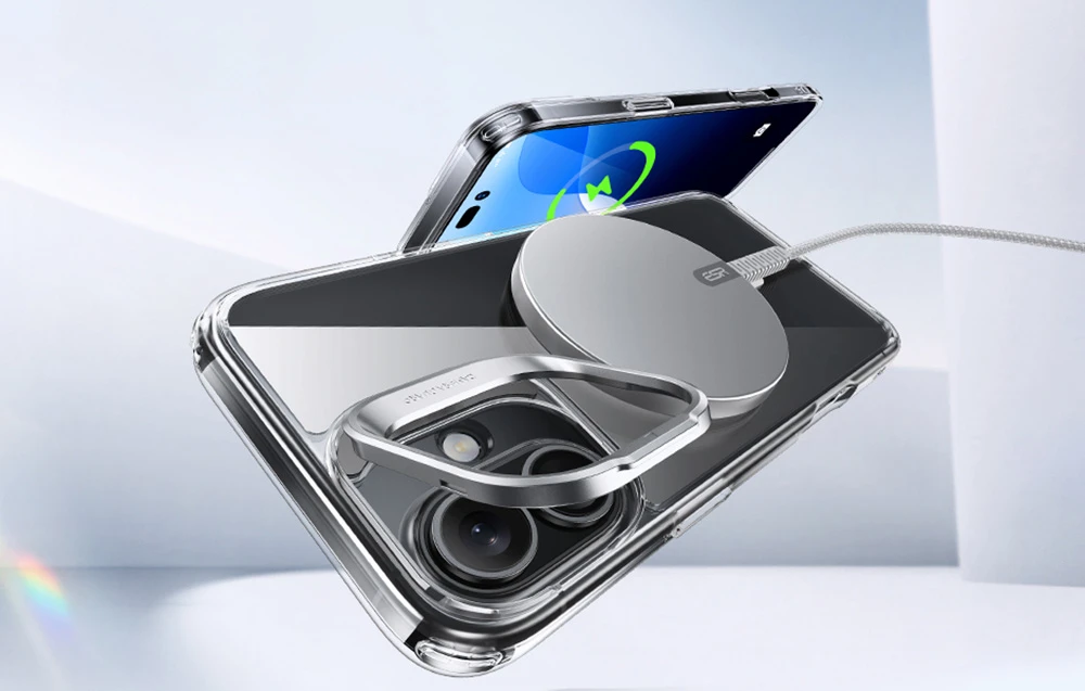 ESR Classic Hybrid (HaloLock) dėklas su stovu iPhone 16 Plus (skaidrus) aprašymas - Prekės nuotrauka ESR Classic Hybrid (HaloLock) dėklas su stovu iPhone 16 Plus (skaidrus) aprašymas - Prekės nuotrauka
