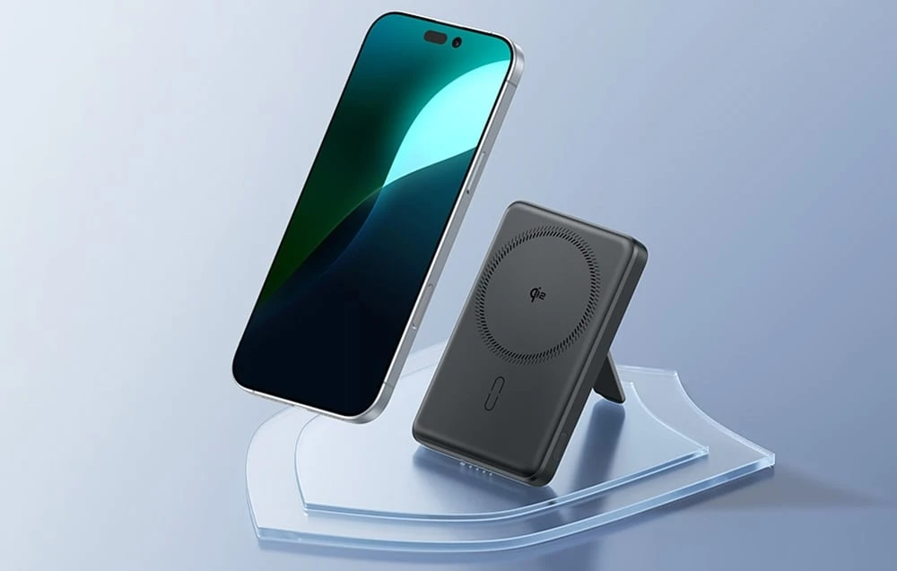ESR Qi2 MagSlim 5000 mAh magnetinis maitinimo blokas su stovu (juodas) aprašymas - Prekės nuotrauka ESR Qi2 MagSlim 5000 mAh magnetinis maitinimo blokas su stovu (juodas) aprašymas - Prekės nuotrauka