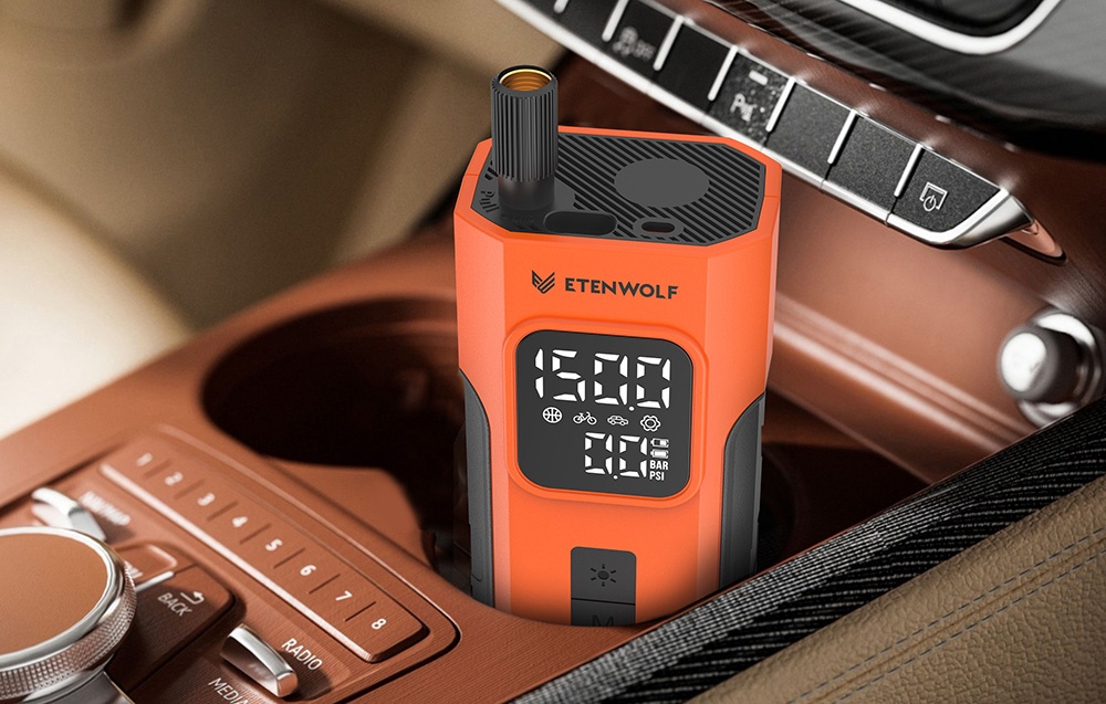 Etenwolf C2 Car Air Compressor, 10.34 bar, 4000 mAh aprašymas - Prekės nuotrauka