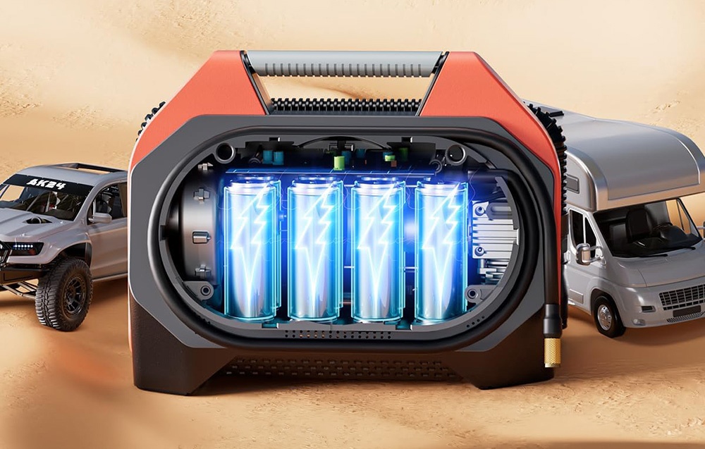 Etenwolf S6 Car Air Compressor, 11.03 bar, 19,200 mAh (oranžinis) aprašymas - Prekės nuotrauka