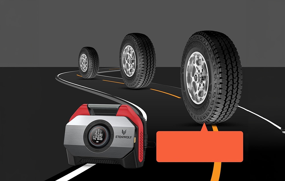 Etenwolf S6 Car Air Compressor, 11.03 bar, 19,200 mAh (red) aprašymas - Prekės nuotrauka