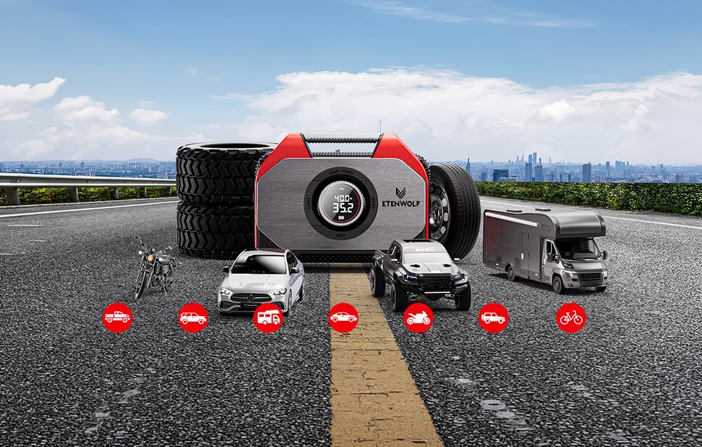 Etenwolf S6 SE Car Air Compressor, 11.03 bar, 15,600 mAh (red) aprašymas - Prekės nuotrauka