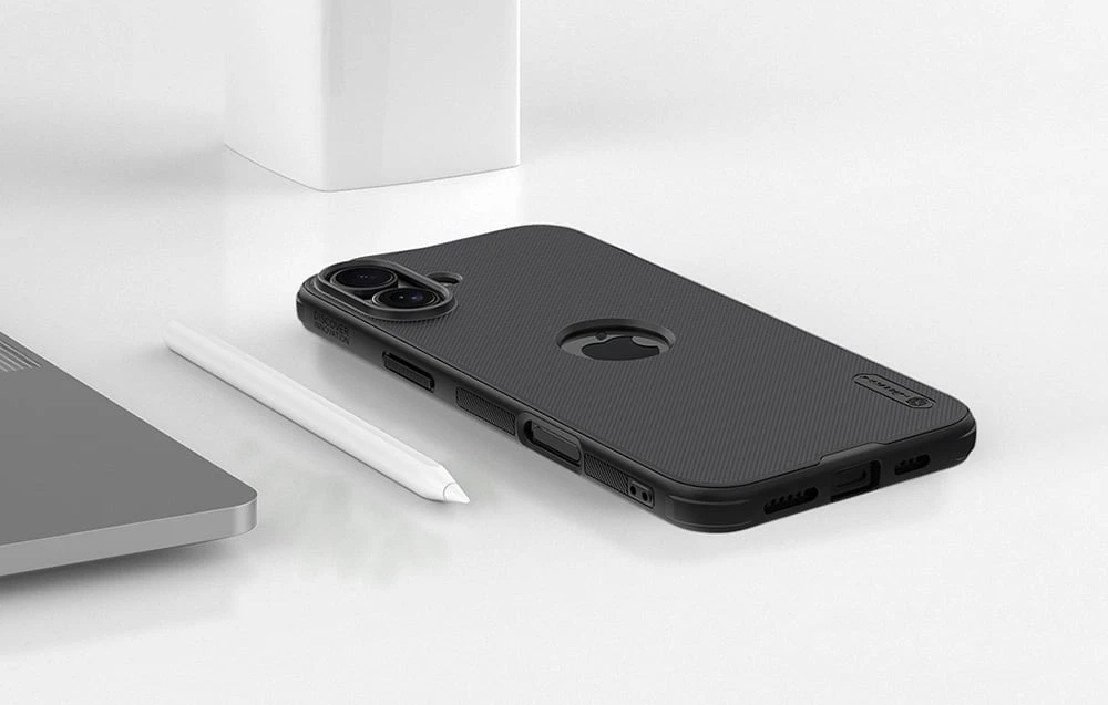 Dėklas do iPhone 16 Plus Nillkin Super Frosted Pro (juoda) aprašymas - Prekės nuotrauka