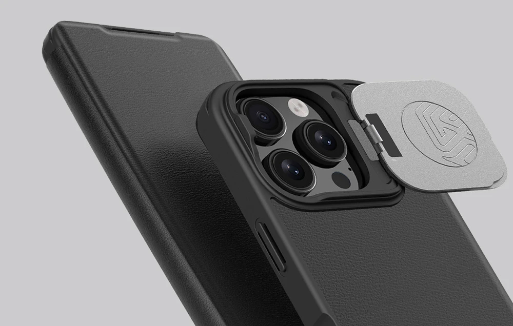 Dėklas Nillkin Qin Prop Leather iPhone 16 (ruda) aprašymas - Prekės nuotrauka