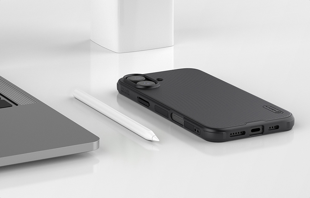 Nillkin Super Frosted Shield Pro Apple iPhone 16 – dėklas telefonui juodos spalvos aprašymas - Prekės nuotrauka