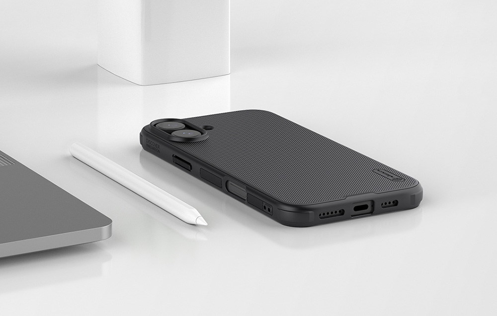 Nillkin Super Frosted PRO Magnetic Back Apple iPhone 16 Plus dėklas telefonui juodos spalvos aprašymas - Prekės nuotrauka
