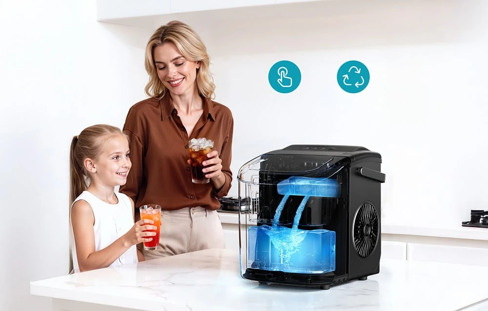 Sulčiaspaudė Euhomy IM001 ice cube maker, 1.2 l, 12 kg (juodas) aprašymas - Prekės nuotrauka