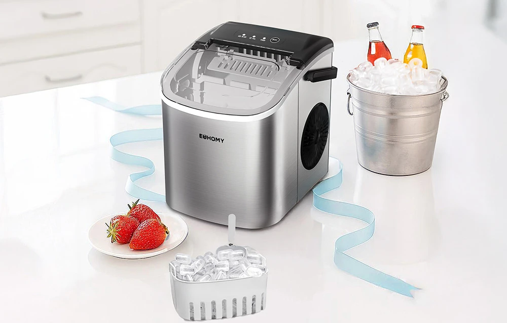 Sulčiaspaudė Euhomy IM001 ice cube maker, 1.2 l, 12 kg (sidabrinis) aprašymas - Prekės nuotrauka